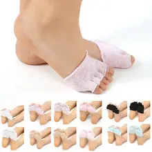 Нескользящие дышащие Для женщин Йога Спорт с открытым носком высокие гетры половина носки стопы мягкие подушки носки