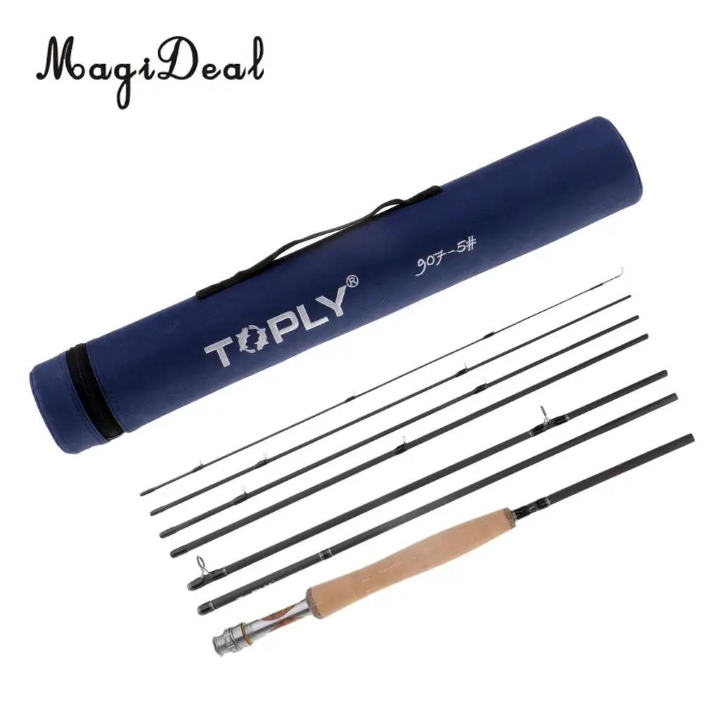 

Traveler Fly Fishing Rod 7-Pieces 46T Carbon Rod 9ft Cork Handle Grip Fly Rod with Tube Case
