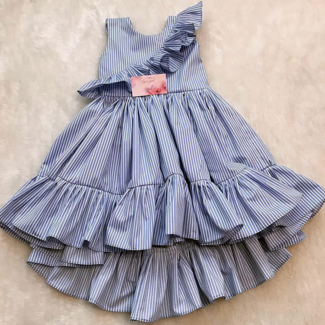 

2019 Summer Toddler Kid Baby Girl Striped Ruffles Tutu Dress Party Pageant Princess Dresses Child Baby Girls Clothing
