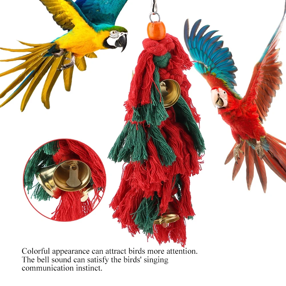 

Bird Toys Bird Parrot Chewing Bite Toy String Hanging Swing Rope Cage Accessories
