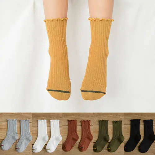 

2019 Baby Toddler Girls Fashion Solid Soft Cotton Socks Knee High Stripe Tights Leg Warmer 0-8Y