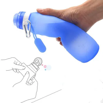 

400ml / 600ml Portable Outdoor Travel Drinking Water Bottle Eco-Friendly Silicone Retractable Folding Sport Drink Kettle