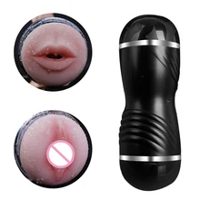 Dual Hole Male Masturbation Cup Realistic Vagina Pussy Mouth Sucking Masturbator Oral Sex Toys For Men Masturbators Sex Products