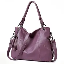 Стильная женская сумка из искусственной кожи на молнии, Большая вместительная сумка через плечо для девочек, сумка на плечо с подвеской с кисточками