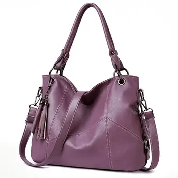

2019 Stylish Women's Handbag PU Leather Lattice Zipper Large Capacity Crossbody Bag Girls Shoulder Bag With Tassels Pendant