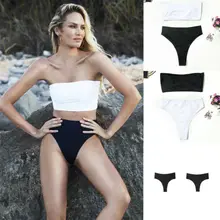 Сексуальные модные женские мягкие бикини набор купальник бандо летние пляжные купальники