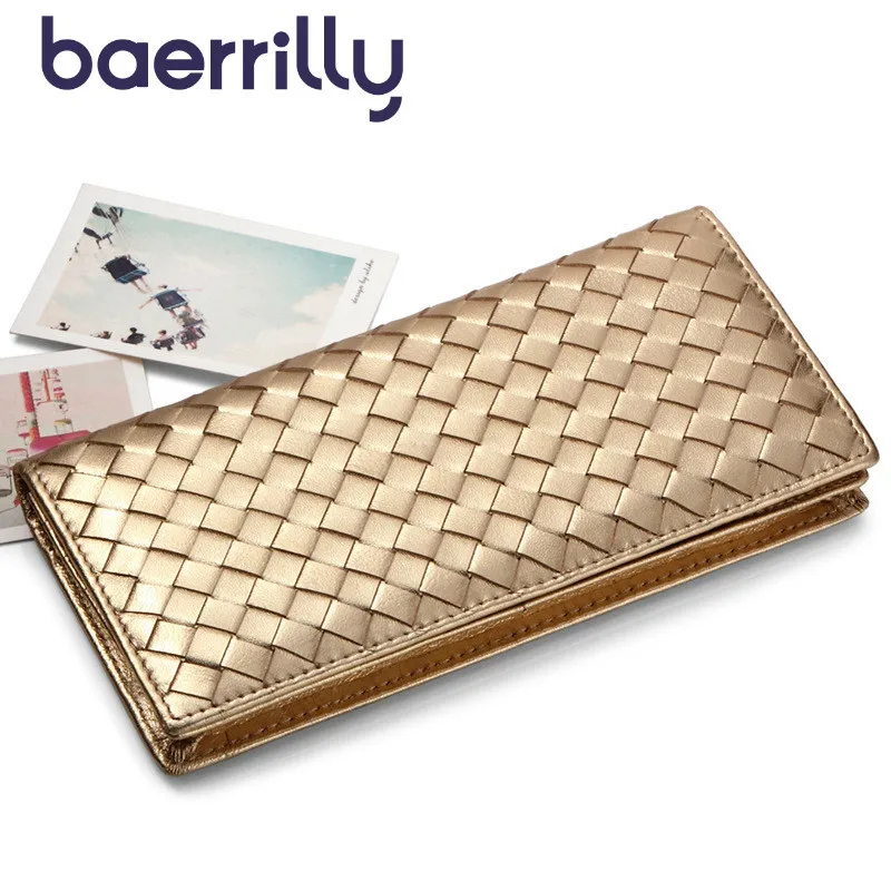 

New Pattern Weave Sheepskin Wallet Women Wallets Famous Brand Long Clutch Bag Card Holders Coin Purse Female Carteira Feminina