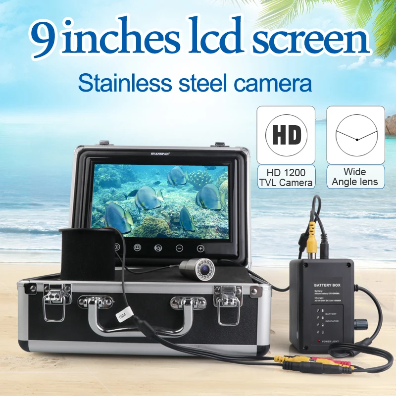 SYANSPA 9 ''اللون الرقمية LCD صياد السمك Camer HD 1000TVL واسعة زاوية 12LED الصيد كاميرا Fishfinder الصيد تحت الماء كاميرا