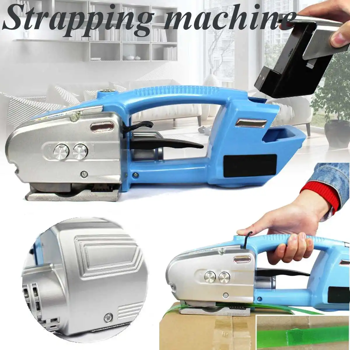 

Portable Electric Strapping Machine 60-2800N Adjustable Plastic Steel Belt Packing Baler Machine Powerful Durable 340x130x118mm