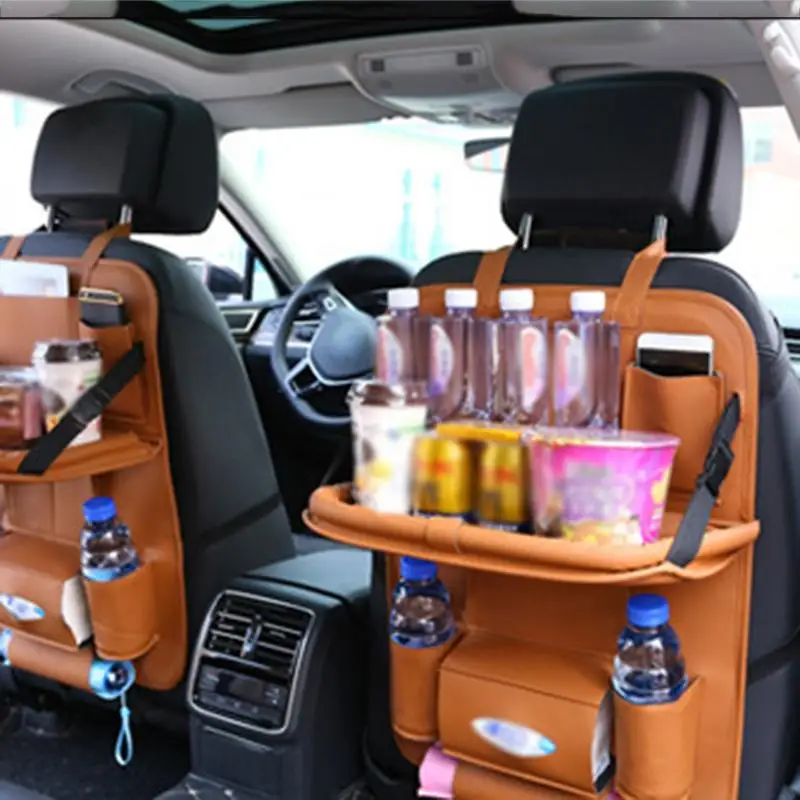

Seat Back Bag Car Storage Container Modification Multifunctional Universal Pu Leather Hanging Organizer Tissue Box Pad Holder