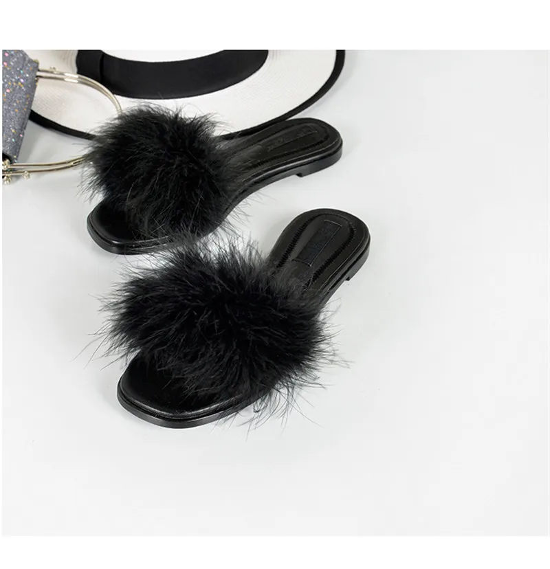 Diapositives Noir D'été Vacances Nude Flops Plus Flip Tongs Flops Cheveux Doux Plage nude À Taille black black Plat Grande Fourrure orange Femmes La orange Orange Nouvelle Flops De Pantoufles qaXTAq
