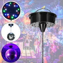 Controle de som 18 luzes led vidro rotativo espelho bola de discoteca motor espelho reflexão bola pendurado para disco dj festa luz