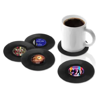 

US Retro CD Records Shape Kitchen Party Bar Cup Mat Placemat Silicone Coaster