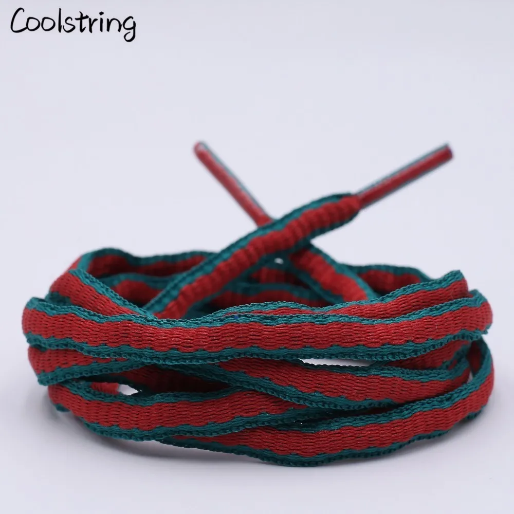 Coolstring 6mm Oval Plastic Tips Two-tone Shoestrings Green Red Polyester Shoelace Semicircular Sports Laces For Canvas Sneakers