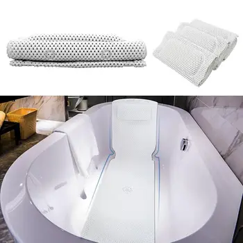 

PVC Foam Universal Hollow-Out Bathtub Full Body Spa Bath Mat Non-Slip Pad With Pillow Suction Cup Neck And Back Bathroom Supply
