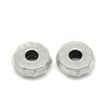 

100PCs Silver Color Flat Round Spacers Beads 8mm( 3/8") (B20337)