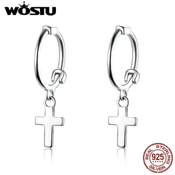 WOSTU 2019 New Collection 925 Sterling Silver Cross Drop Earrings For Women Vintage Dangle Earrings Wedding Party Jewelry CQE547