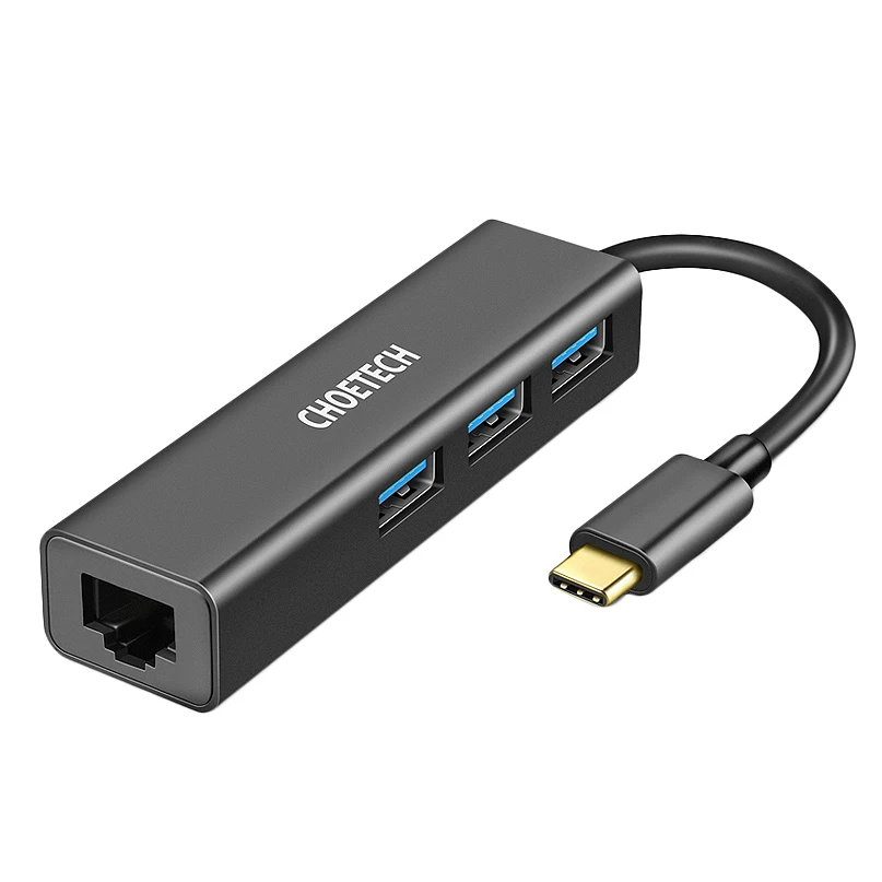 Choetech Usb C To Gigabit Ethernet Adapter Rj45 Port And 3-Port 3.0 For 2018/2017/2016 Macbook/Surface Book 2 | Компьютеры и офис