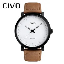 CIVO 2019, Новая мода мужские часы Лидирующий бренд водостойкий кварцевые аналоговые часы кожаные Наручные часы Relogio Masculino