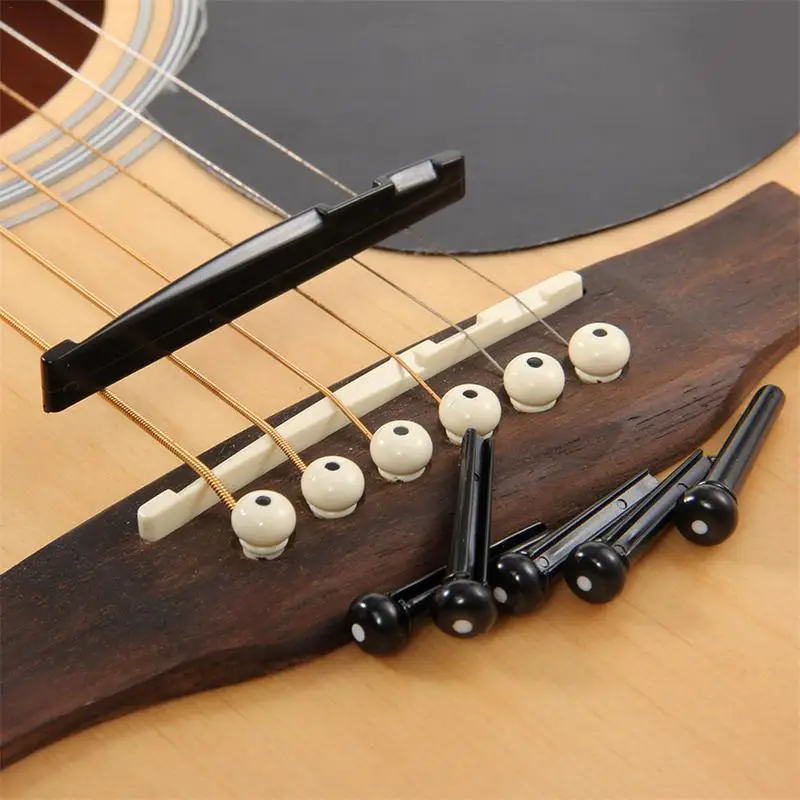 1 Set Black Acoustic Guitar Plastic Material Bridge Pins Saddle Nut