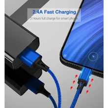 Bakeey 100 см высокопрочный Micro USB кабель для samsung для Xiaomi USB 2.4A Быстрая зарядка данных Плетеный зарядный кабель Android мобильный телефон