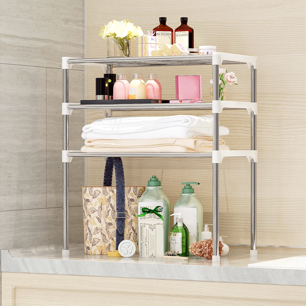 

Multi-functional Kitchen Storage Shelf Rack Microwave Oven Shelving Unit Iron Tubes + PC 2-Tier / 3-Tier Kitchen Storage Rack