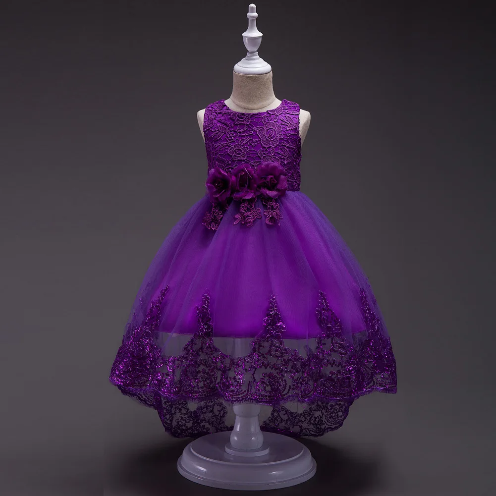 

New Princess Thick And Disorderly dress Flower Lace Paillette Wedding Flower Girl Full Dress Children Full Dress