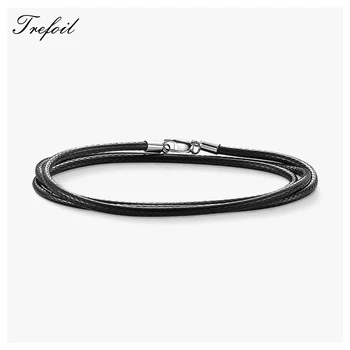 

Black Cord Leather Necklace,Good Fashion Jewelry Trendy Gift In 925 Sterling Silver Jewelry For Men Women Boys Girls 2018 New