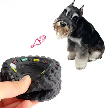 

Dog's Toys Tyre Treads Tough Interactive Dog Toy Puppy Pet Chew Squeak Toys Durable Hard Wearing Rubber Tyre Pets Dog Products