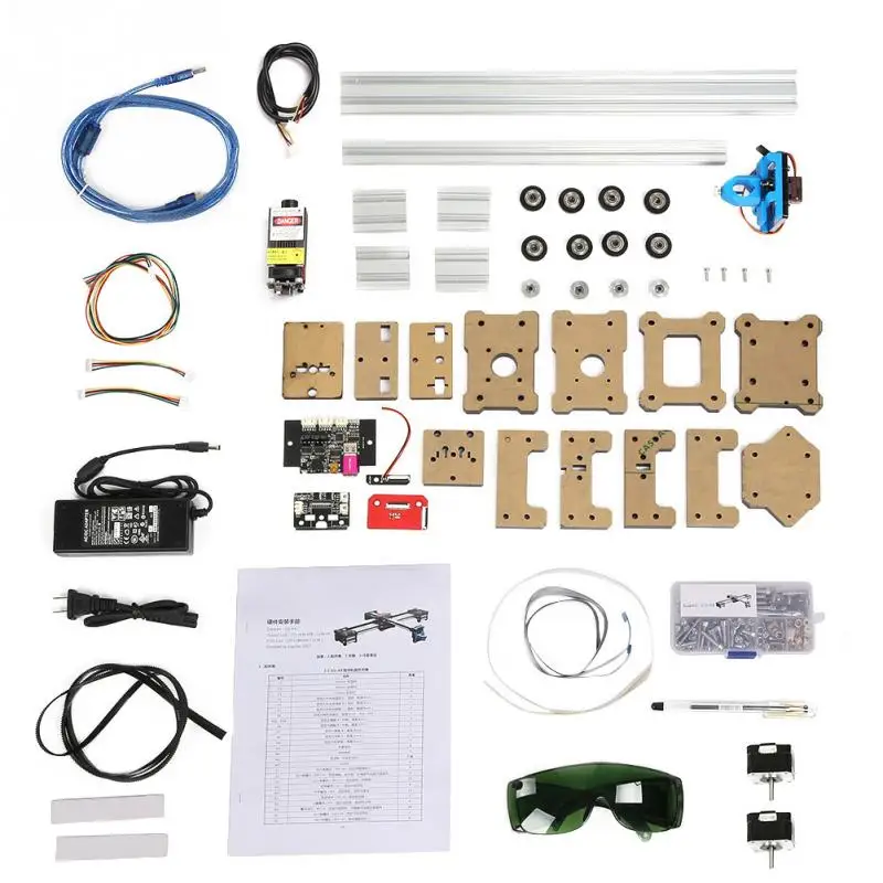 2 оси DIY CNC координатный плоттер ручка чертежная машина Робот с 5 W лазером 100