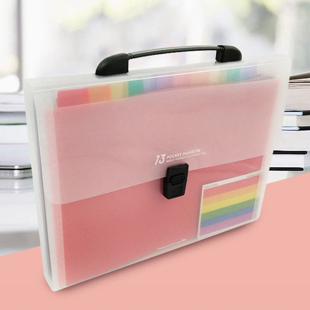 Office File Folders 7/13 Pocket Plastic Document A4 Large Capacity