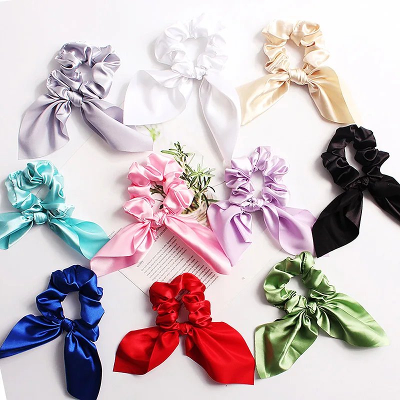 

New 1PC Elasticity Bow Headband Scrunchie Women Girls High Elastic Band Seamless Fabric Hair Ring Hair Accessories