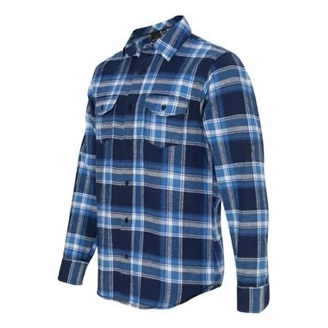 Burnside 8210-Blue- White-2X Mens Woven Plaid Flannel Blue &amp White - 2X |