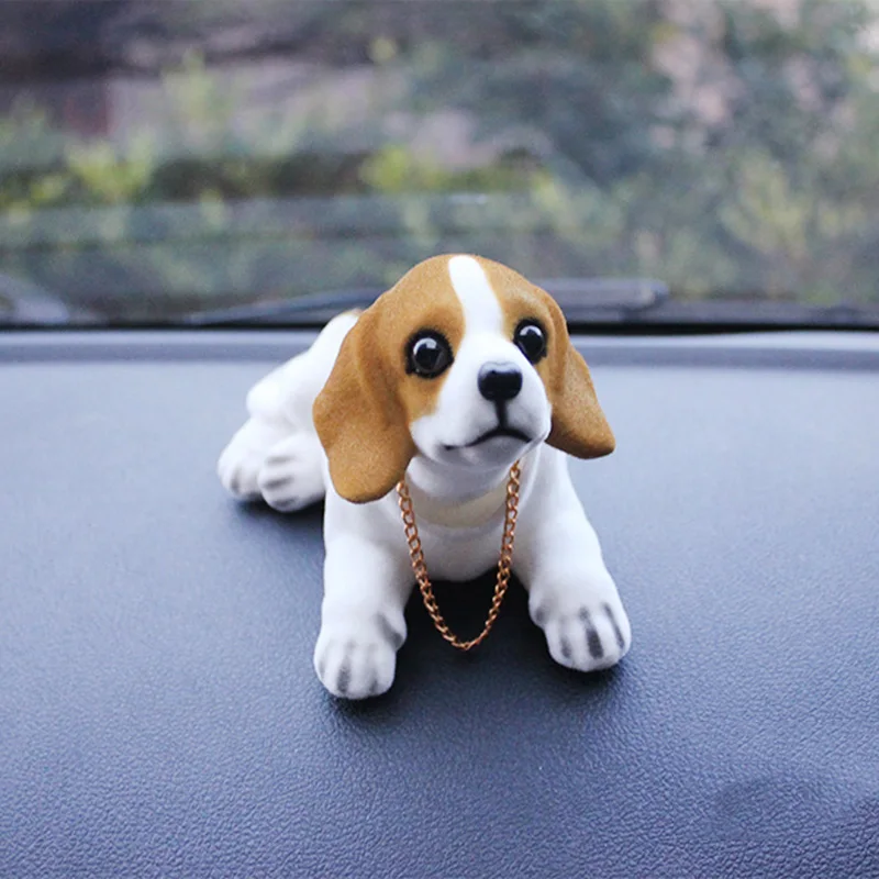 

Simulation Animal Doll Resin Nodding Sleeping Dog Puppy Car Dashboard Decor
