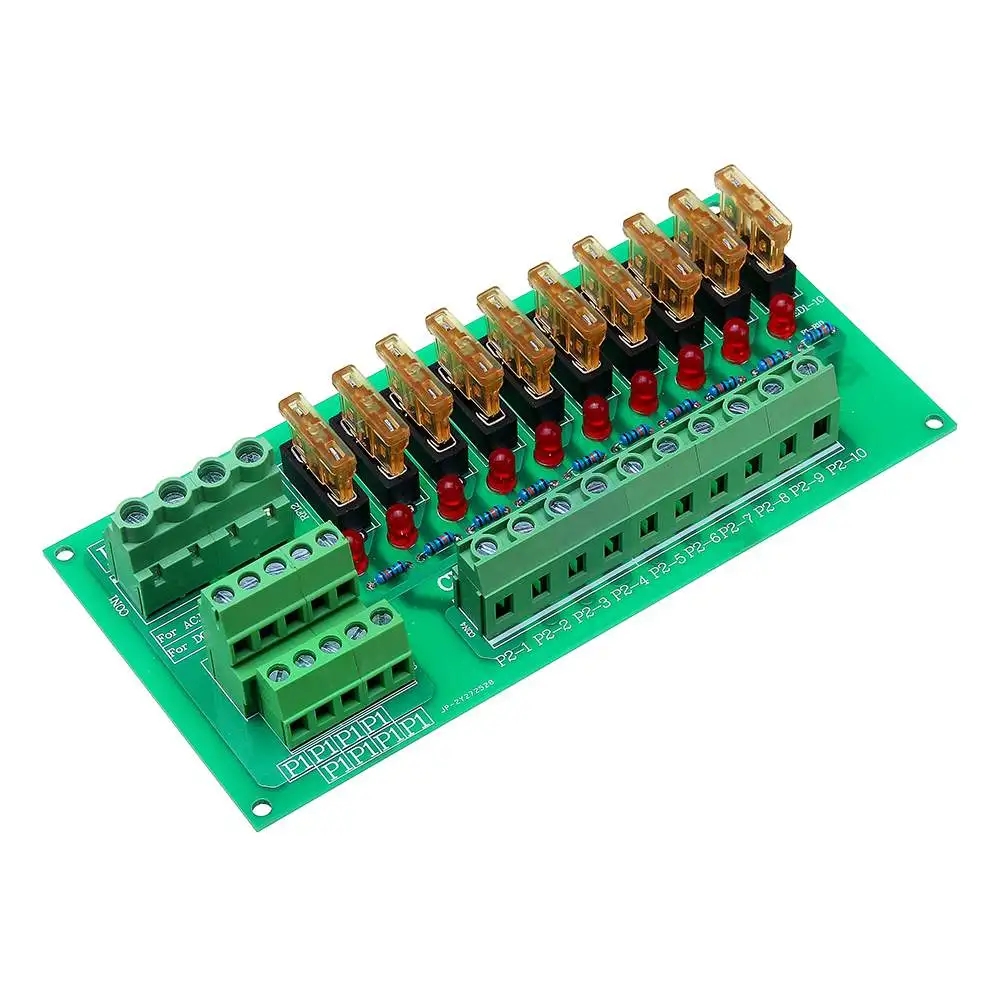 

AC/DC 5 To 32V DIN Rail Mount 10 Position Power Distribution Fuse Holder Module Board