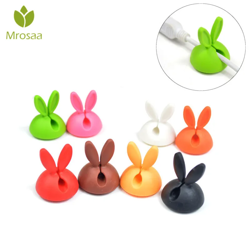

4/6Pcs Desk Set Rabbit Wire Clip Organizer Office Accessories Winder Wrap Cord Cable Storage Manager for USB Keyboard Lines