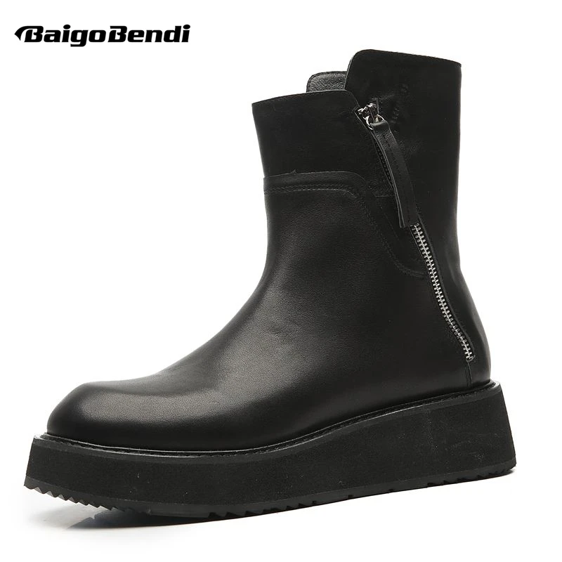 Tacón Invierno ¡caliente Completo Botas Casuales Black Espana Cuero Grueso Chelsea Hombre Grano Zapatos De Hombres Soldados aazP1w