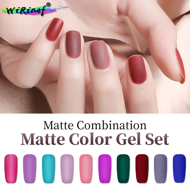 WiRinef 2pcs/set Matte Top Coat Base Gel Nail Polish Hybrid Set 18 Colors Semi Permanent Soak Off UV | Красота и здоровье