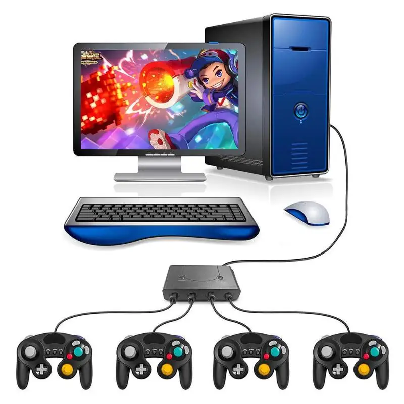 ALLOYSEED 4 Port 3 in 1 Controller Adapter Converter Compatible for Nintend Switch Wii U PC GameCube Connect up to four GC game ALLOYSEED 4 Port 3 in 1 Controller Adapter Converter Compatible for Nintend Switch Wii U PC GameCube Connect up to four GC game