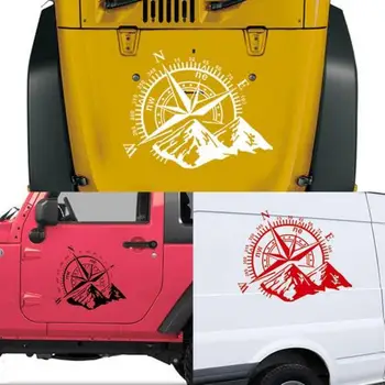 

1PC 3D 4X4 Car Sticker Compass Rose Navigate Mountain For Jeep F150 Hood Compass Wrangler Vinyl Sticker Car Decal 50X60CM