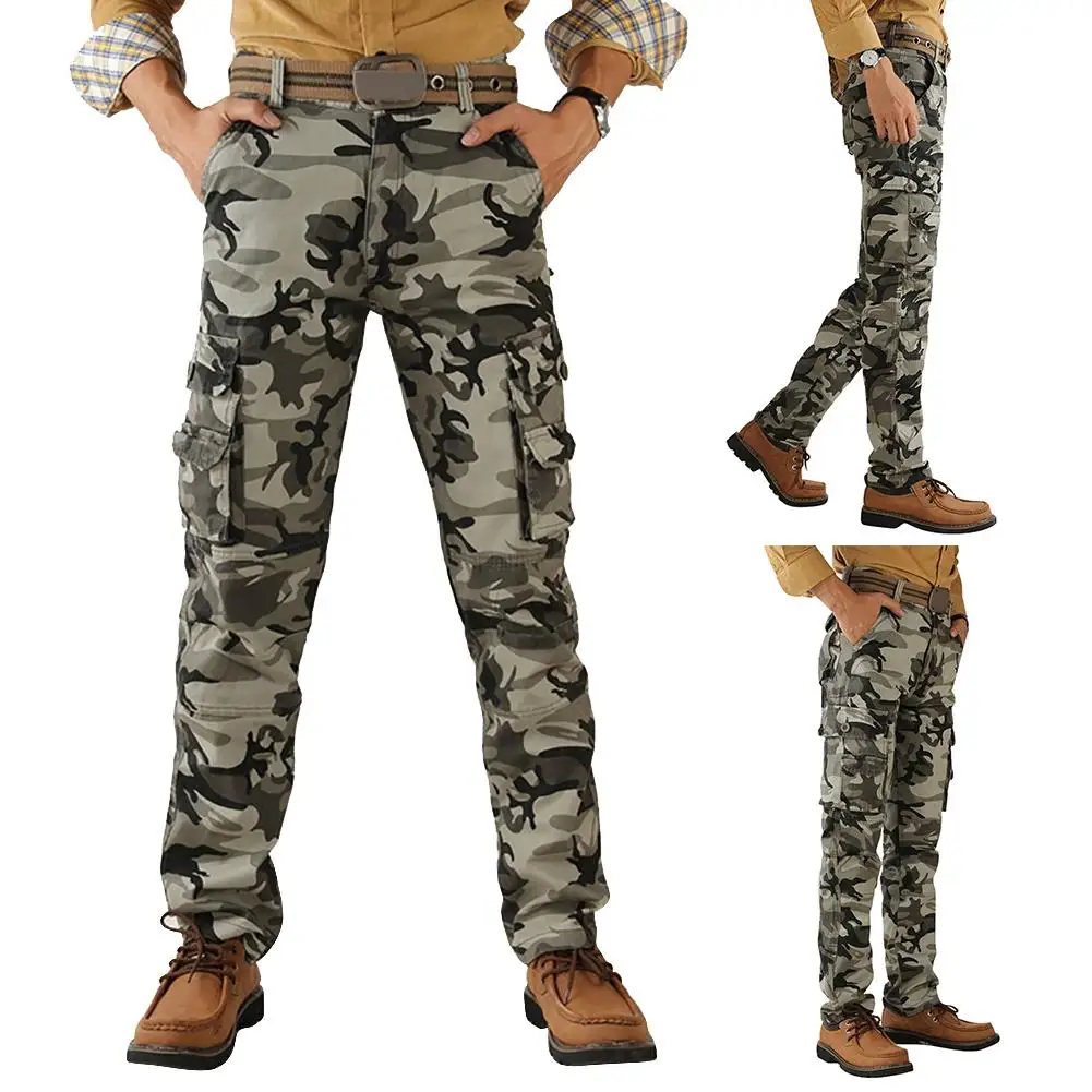 

Men Camo Pants Multi Pockets Military Pattern Tactical Camouflage Trousers Sport Casual Slim Cargo Pants