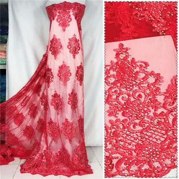 

Beautiful single color mysterious pattern with full of stones Lace Fabric ZF81 Free shipping great quality Tulle Lace Fabric