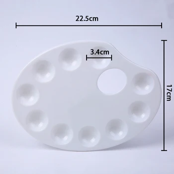 

10Holes With Thumb Hole Plastic Palette Oval Drawing Tray Color Palette For Oil Watercolor Painting White Pallet Art Supplies