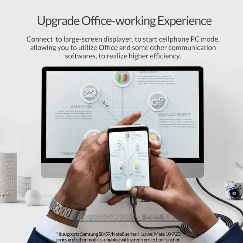Orico type-C к Vga адаптер Usb3.1 конвертер с Usb-C кабелем 1920X1080P для Macbook huawei P10/20 samsung S8/S9/Note 8