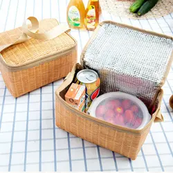 Сумки для пикника практические термоизоляционный для продуктов сумка для пикника обед мешок удобный имитация плетёная ротанговая Пикник