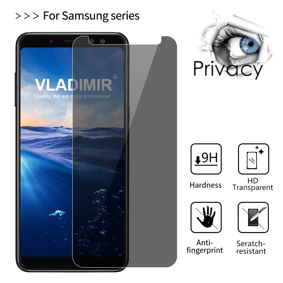 Владимир анти шпион надежное закаленное стекло для Samsung Galaxy A8 плюс 2018 A3 A5 A7 2017 Анти