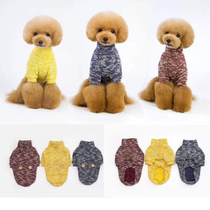 Winter Warm Pet Dog Coats Knit Sweaters Cute Puppy Jumper Sweater Clothes Small Coat 3 Colors Plus Size |