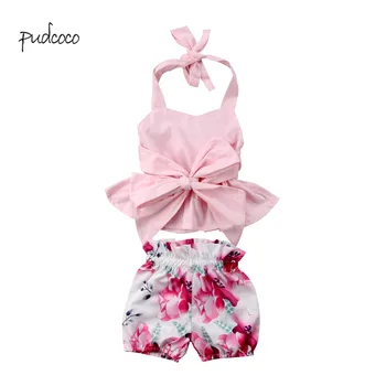 

Pudcoco New Brand 2Pcs Newborn Kids Baby Girl Bowknot Tops+Shorts Outfit Clothes Set 0-2T