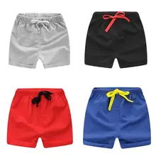 Детские шорты хлопковые пляжные спортивные короткие штаны для мальчиков Летняя Повседневная эластичный шнурок на талии одежда