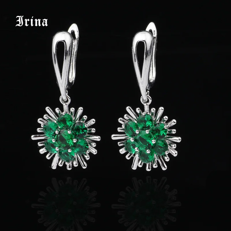 

Irina Fashion Gold Silver Earrings brincos Flower Pendientes Stone Black Crystal Earrings For Women Party Free Shipping